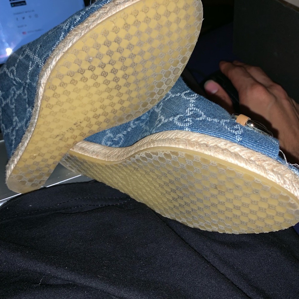 COPY - Gucci Denim Horsebit Wedges - Picture 4 of 4